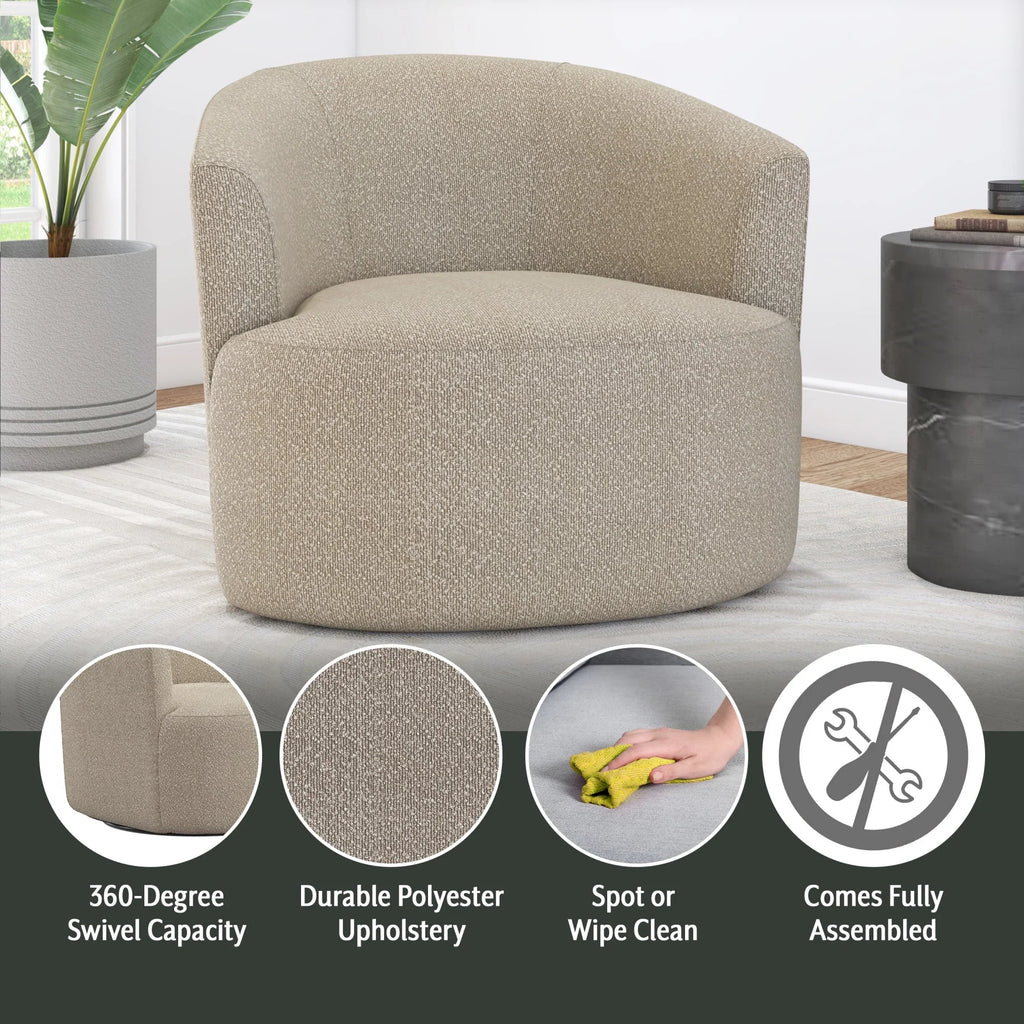 2026 NewMainstays Boucle Swivel Accent Chair, Taupe