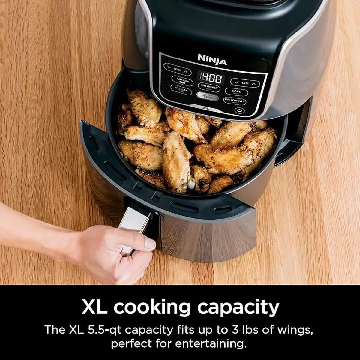 2026 NewNinja AF150AMZ Air Fryer XL, 5.5 Qt. Capacity that can Air Fry, Air Roast, Bake, Reheat & Dehydrate, with Dishwasher Safe, Nonstick Basket & Crisper Plate and a Chef-Inspired Recipe Guide, Grey