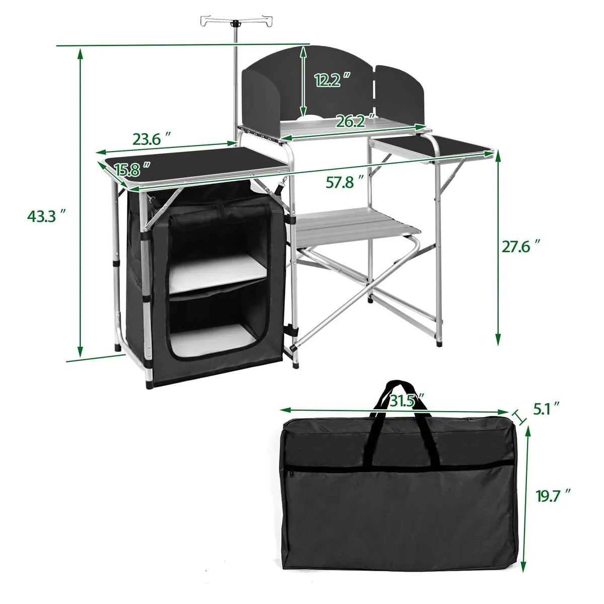 2026 NewCamping Kitchen Station Aluminum Outdoor Cook Table Camping Table Black