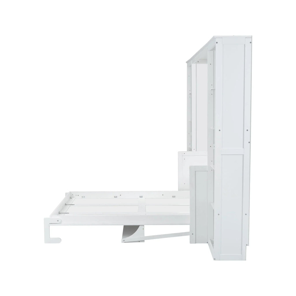 2026 NewQueen Size Murphy Bed with Desk and Bookshelf(White)