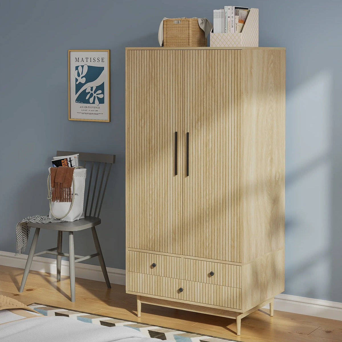 2026 NewArmoire Wardrobe Closet, Closet Wardrobe Cabinet with Drawers and Hanging Rail for Bedroom, White