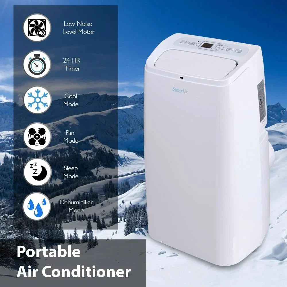 2026 NewSereneLife SLPAC12 - Portable Air Conditioner - Compact Home AC Cooling Unit with Built-in Dehumidifier & Fan Modes, Includes Window Mount Kit (12,000 BTU)