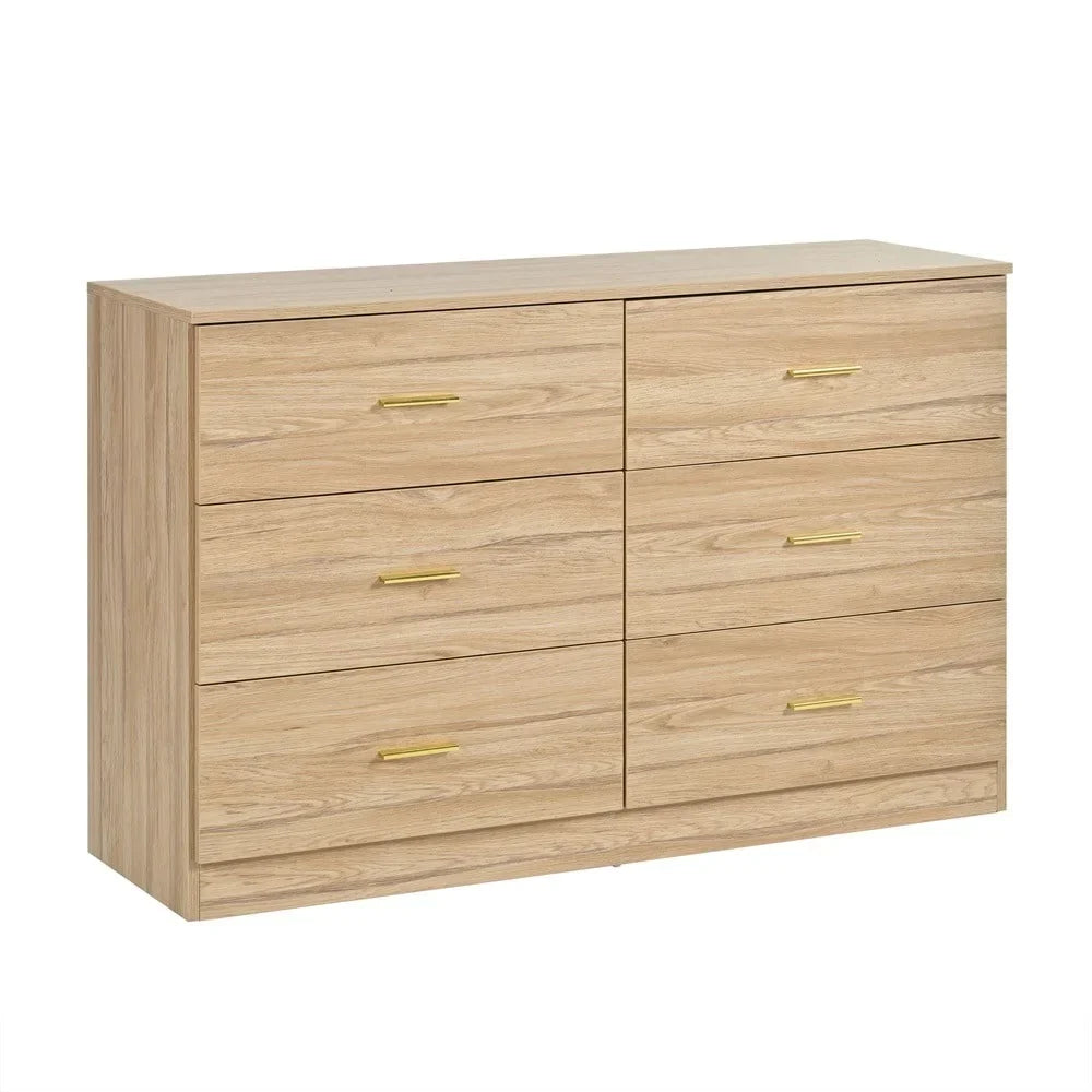 2026 NewKadyn Modern 6 Drawer Dresser Wood Cabinet,Dresser for Bedroom, Kitchen Storage Cabinet with Drawers, Chest of Drawers(Black)