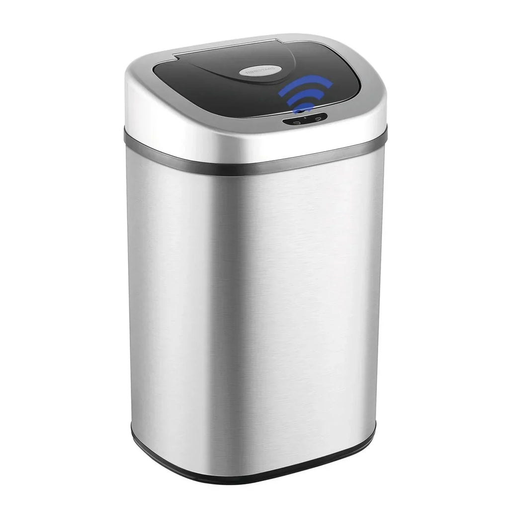 2026 NewNine Stars Automatic Trash Can, 21 Gallon Stainless Steel, Motion Sensor Hands Free Soft Close Lid Garbage Bin, Silver