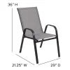 2026 NewBizChair 5 Pack Black Outdoor Stack Chair with Flex Comfort Material and Metal Frame