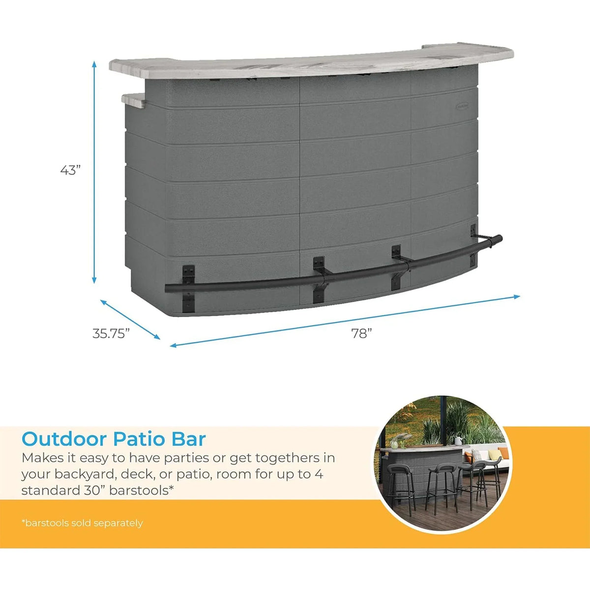 2026 NewSuncast Backyard Oasis Entertainment Outdoor Bar with Pull-Out Drawers and Shelves, Marble