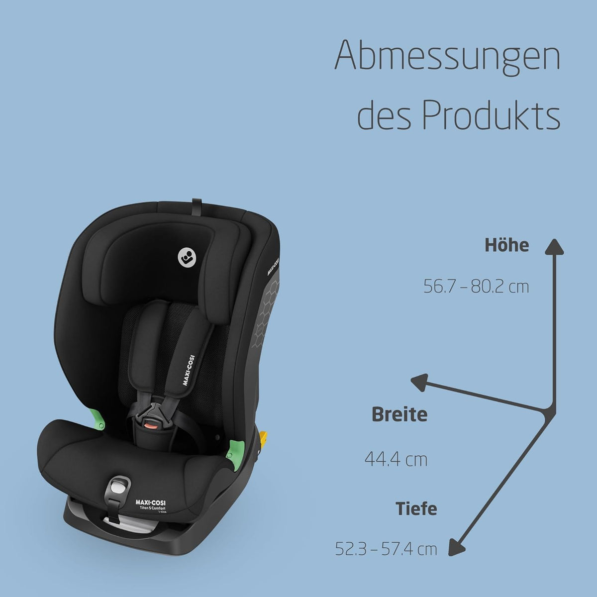 2026 Silla de coche convertible Maxi-Cosi Titan S Comfort i-Size, tejidos transpirables y confortables, de 15 meses a 12 años (76–150 cm), sistema ISOFIX, 5 posiciones de asiento y 13 posiciones de reposacabezas, color negro auténtico.