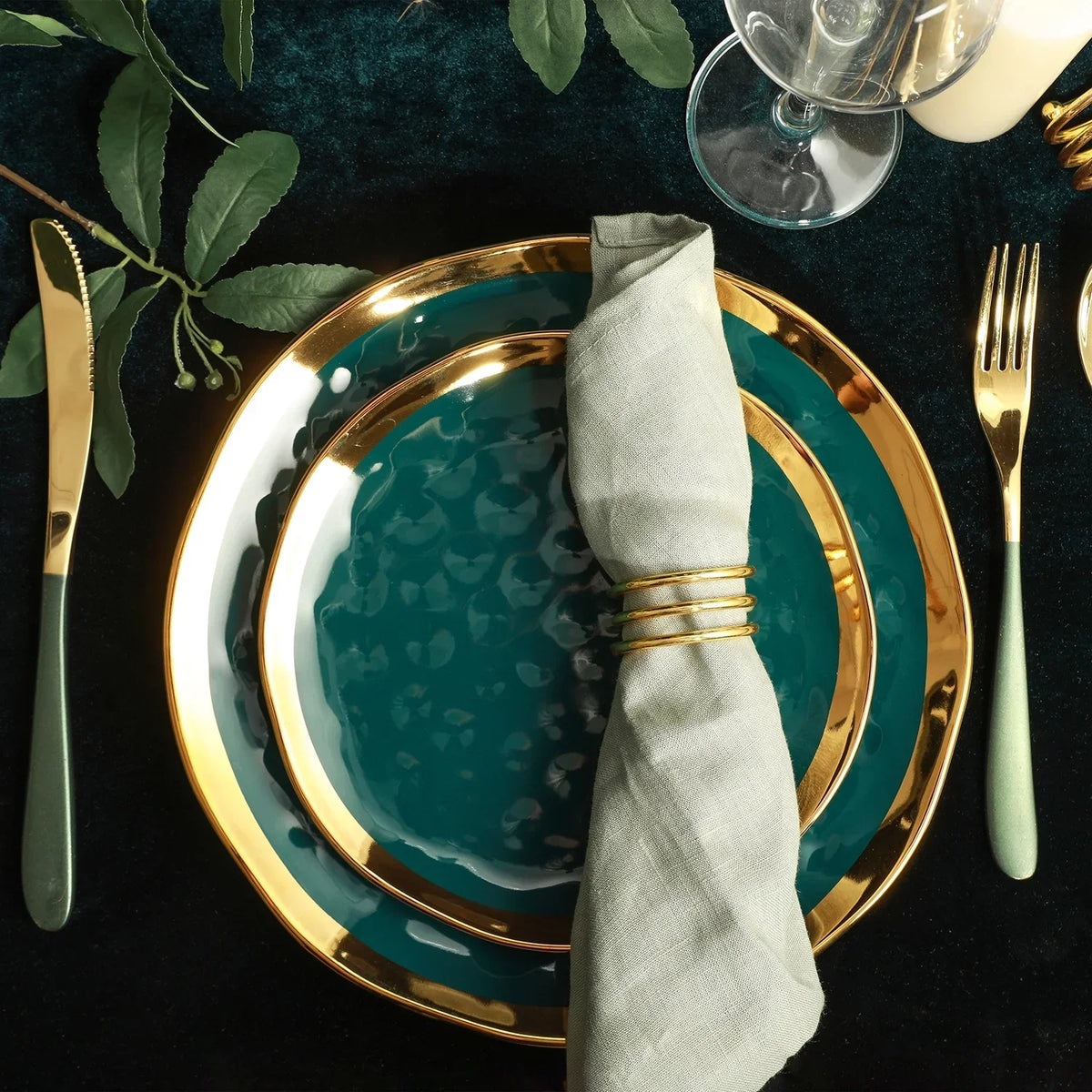 2026 NewStone Lain Florian 32-Piece Dinnerware Set Porcelain, Green