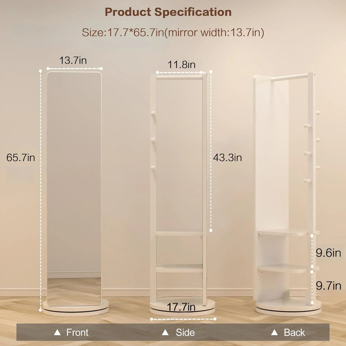 2026 NewFull-Length Mirror on Rubber Wood Frame 65.7 x 17.7 Inches Ideal for Dressing Rooms and Living Spaces for Versatile Use