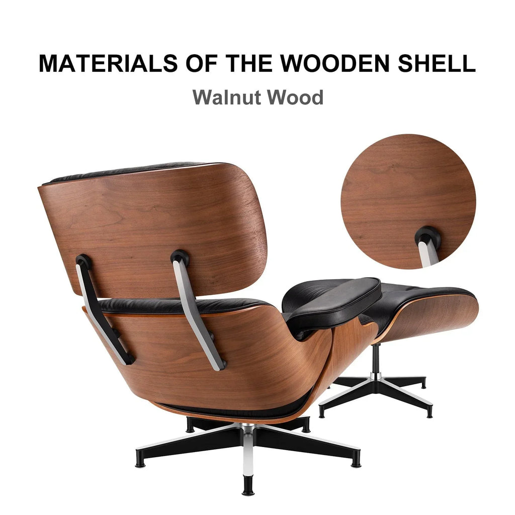 2026 NewLounge Chair, Mid Century Lounge Chair,Top Grain Leather Sofa for Living Room, Indoor Modern Lounge Chair and Ottoman Set, Chaise Lounge for Office, Study