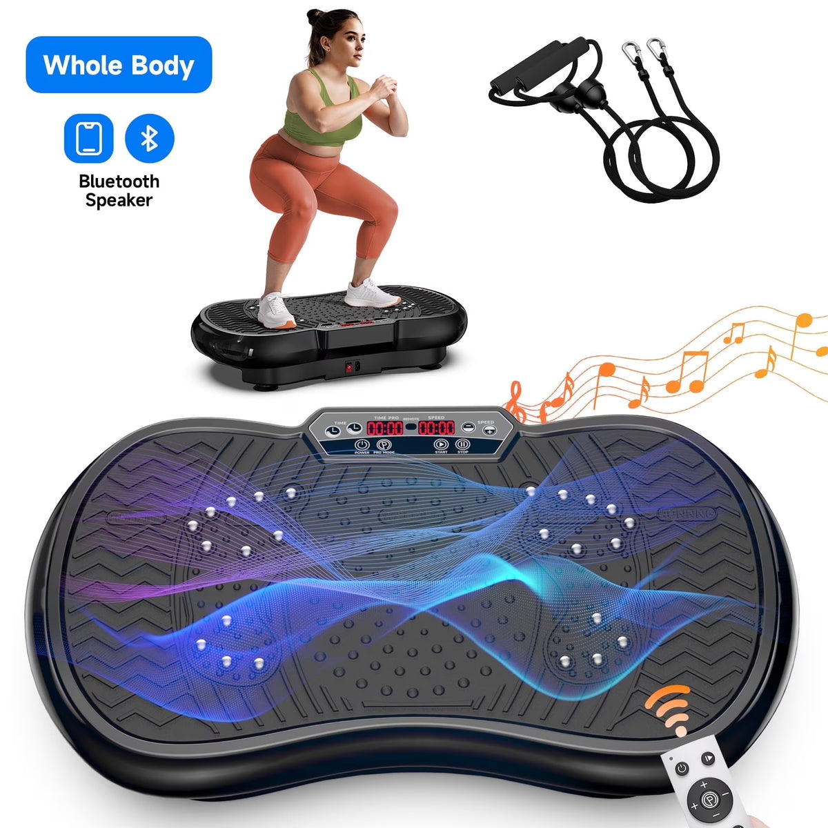 2026 NewLNOW Full Body Vibration Plate Exercise Machine for Lymphatic Drainage, Muscle Toner with Bluetooth & Massage Pedals, Workout Vibration Platform for Home Fitness 400lbs