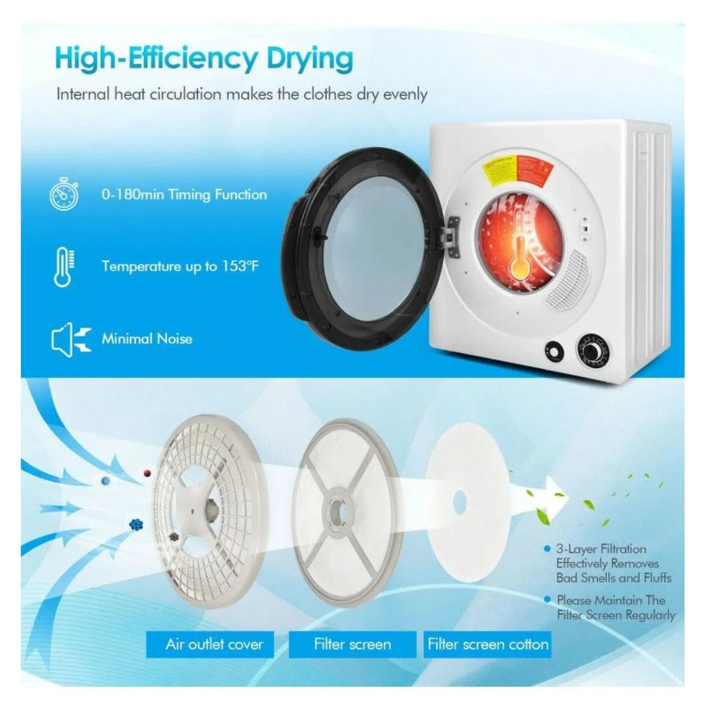 2026 NewElectric Laundry Dryer, 13.2lbs Compact Tumble Dryer with Stainless Steel Tub, 4 Drying Modes, 2 Heat Settings, ETL Certified - for Apartments, Dorms, RVs