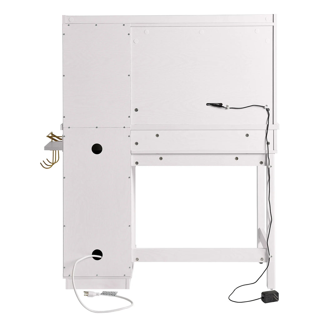 2026 NewBetter Homes & Gardens Lillian Vanity Desk with LED Lighted Mirror, White Finish