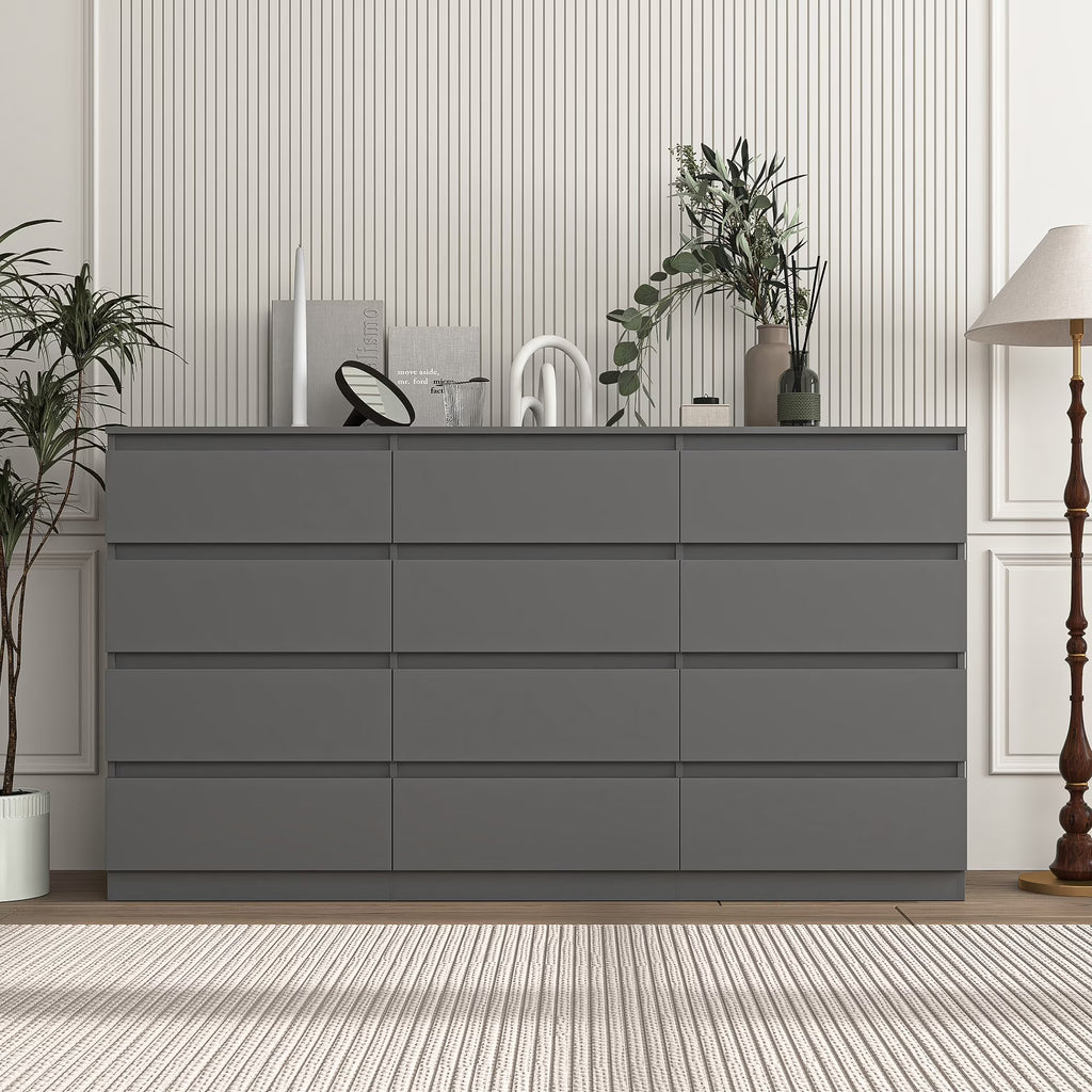 2026 NewKadyn Modern 6 Drawer Dresser Wood Cabinet,Dresser for Bedroom, Kitchen Storage Cabinet with Drawers, Chest of Drawers(Black)