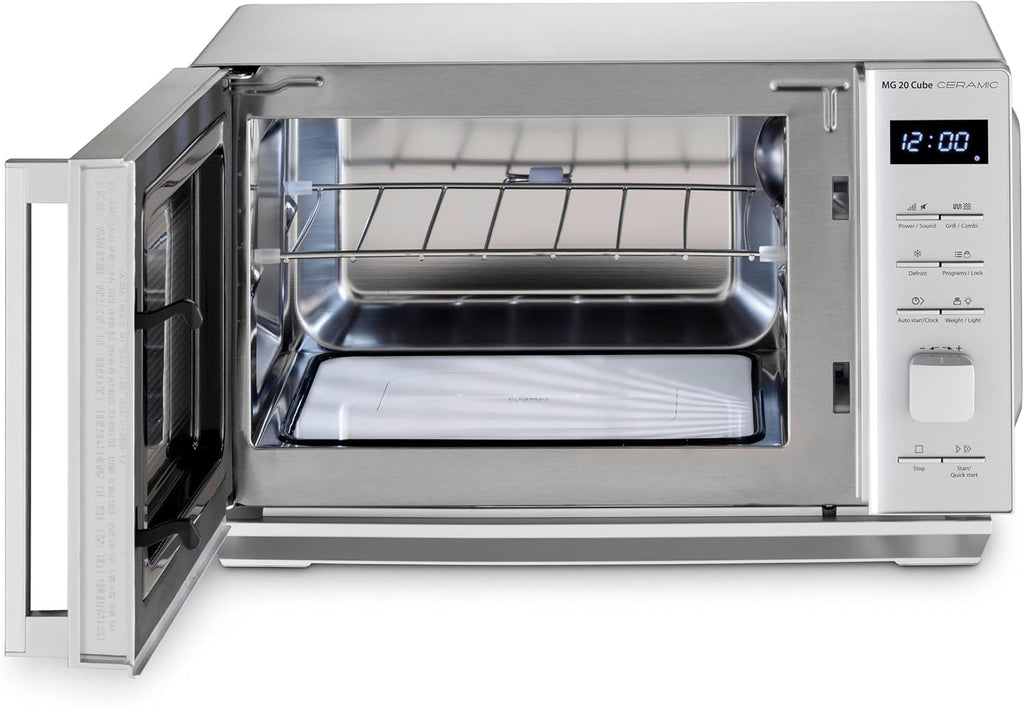 2026 CASO MG 20 Cube Ceramic Microondas 2 en 1 sin plato giratorio con parrilla de 1000 W, 20 L, 13 programas automáticos, plateado