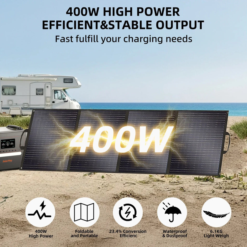 2026 NewSolarplay 2400W(4800W Peak) Solar Generator, with 400W Solar Panel,2160Wh Portable LiFePO4 Battery Power Station for Camping Home Backup RV