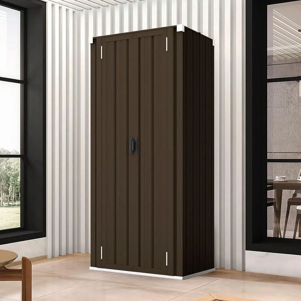 2026 NewAECOJOY Outdoor Storage Cabinet for Garden & Patio, a Metal Organizer with Doors and Shelves in Gray