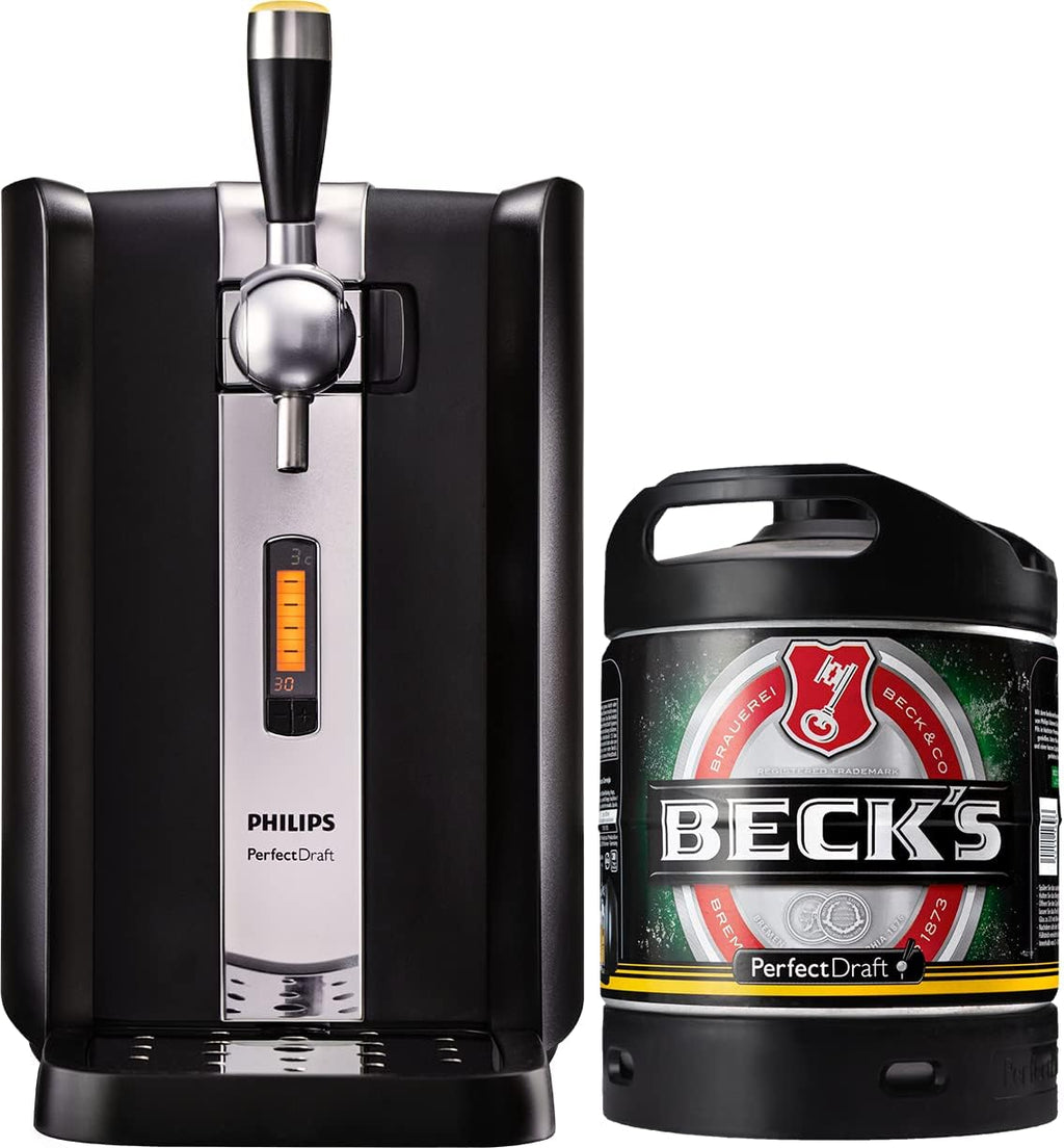 2026 Dispensador de barril Perfect Draft HD 3720/26 de 6 litros | Cerveza de barril, depósito de 5 € incluido (Becks Pils)