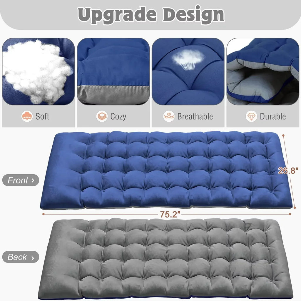 2026 NewMOPHOTO Lounge Chair with Mattress, Outdoor Chaise Lounge Support 440 Lbs, Adjustable Portable Heavy Duty Sleeping Cots Bed for Camping, Pool, Beach, Patio