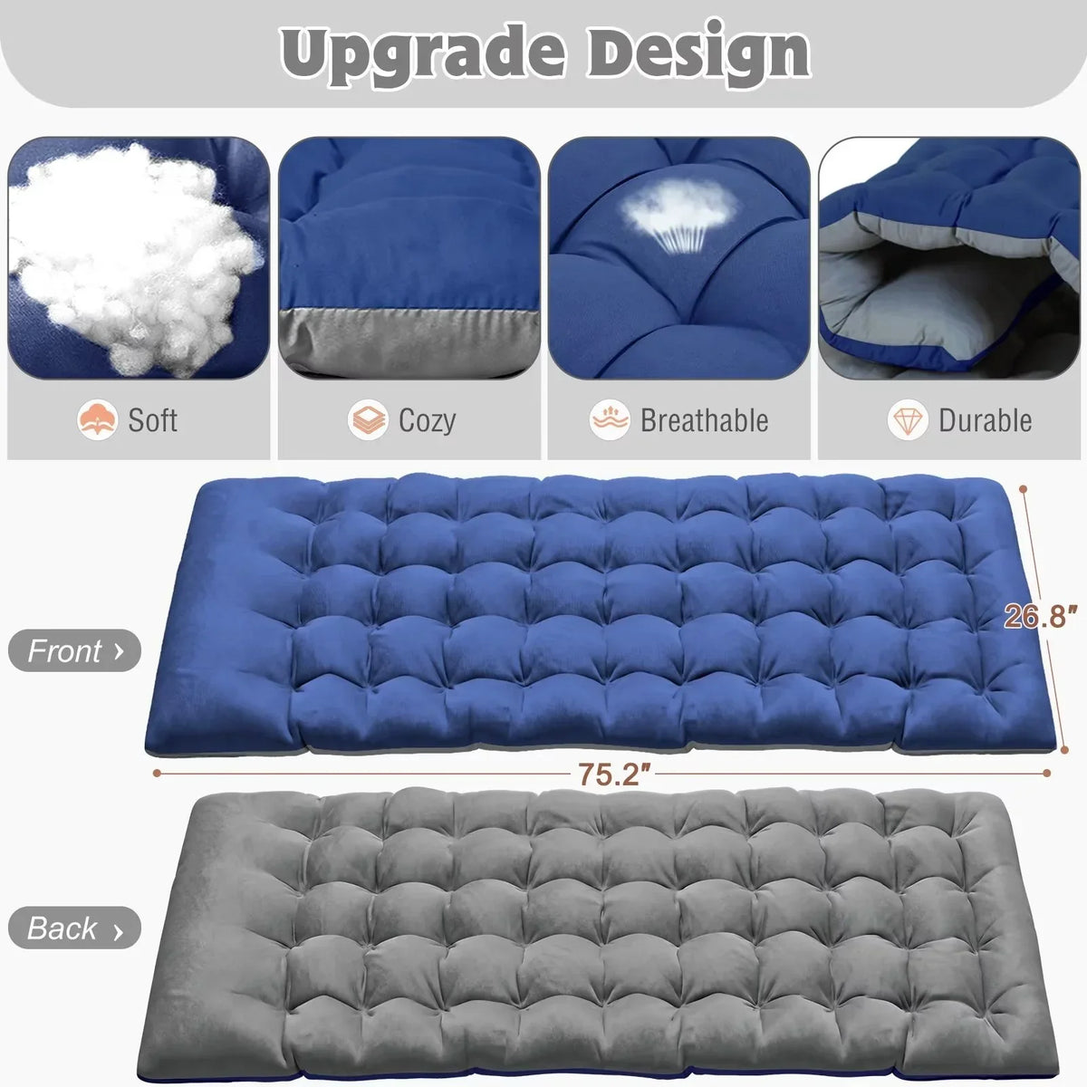 2026 NewMOPHOTO Lounge Chair with Mattress, Outdoor Chaise Lounge Support 440 Lbs, Adjustable Portable Heavy Duty Sleeping Cots Bed for Camping, Pool, Beach, Patio