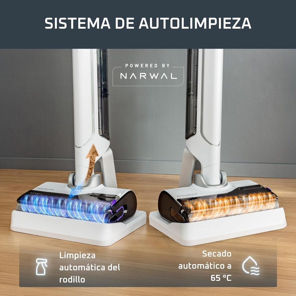 2026 Rowenta X-Clean 10, Aspiradora Fregona Eléctrica Sin Cable con Tecnología Wet & Dry, Autolimpieza y Secado Automático, Tecnología Dual Edge, Ligera, Flexible, Gran autonomía y pantalla LED, GZ7540WO