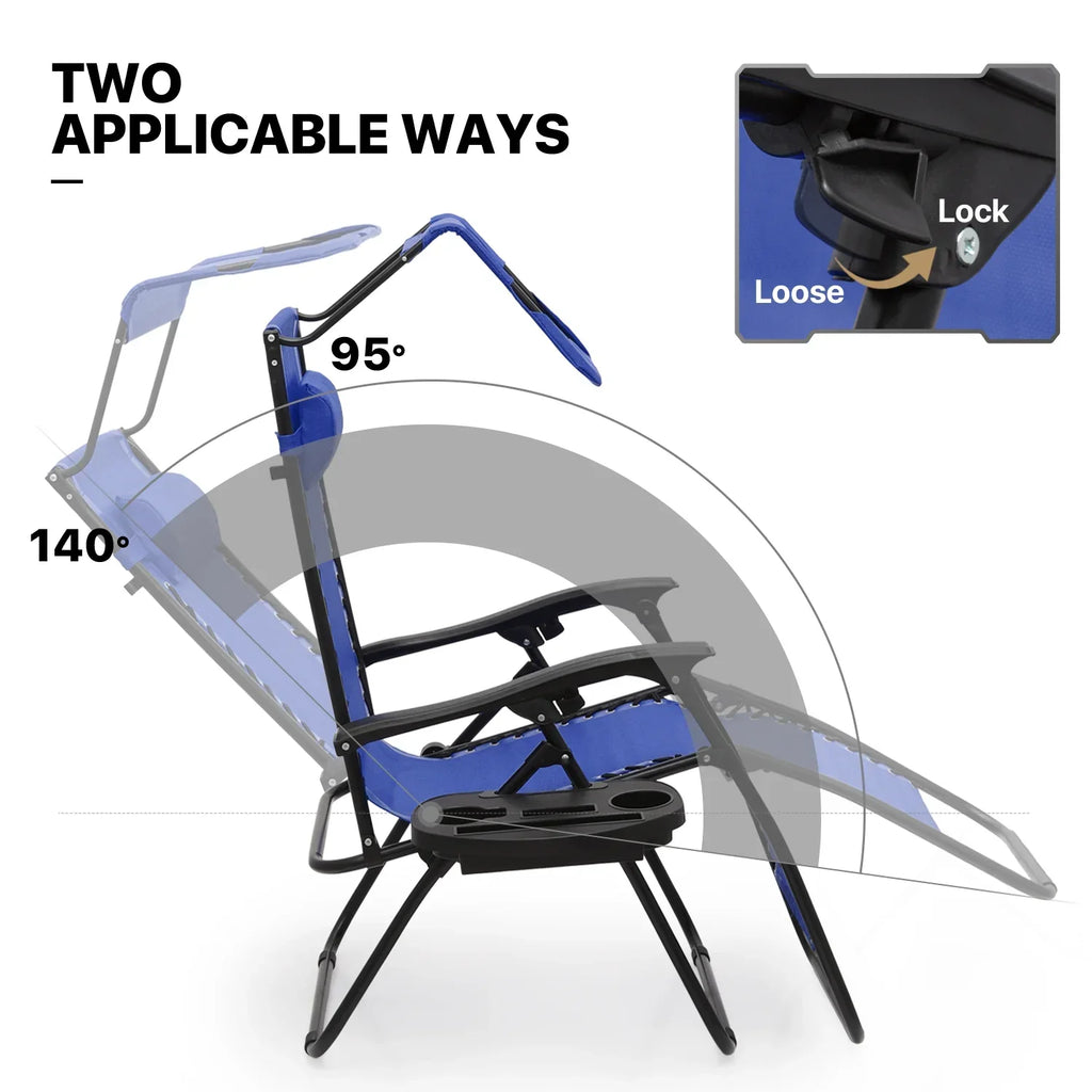 2026 NewMoNiBloom Zero Gravity Chairs Set of 2, Folding Outdoor Patio Beach Recliner with Canopy Shade & Headrest, Black