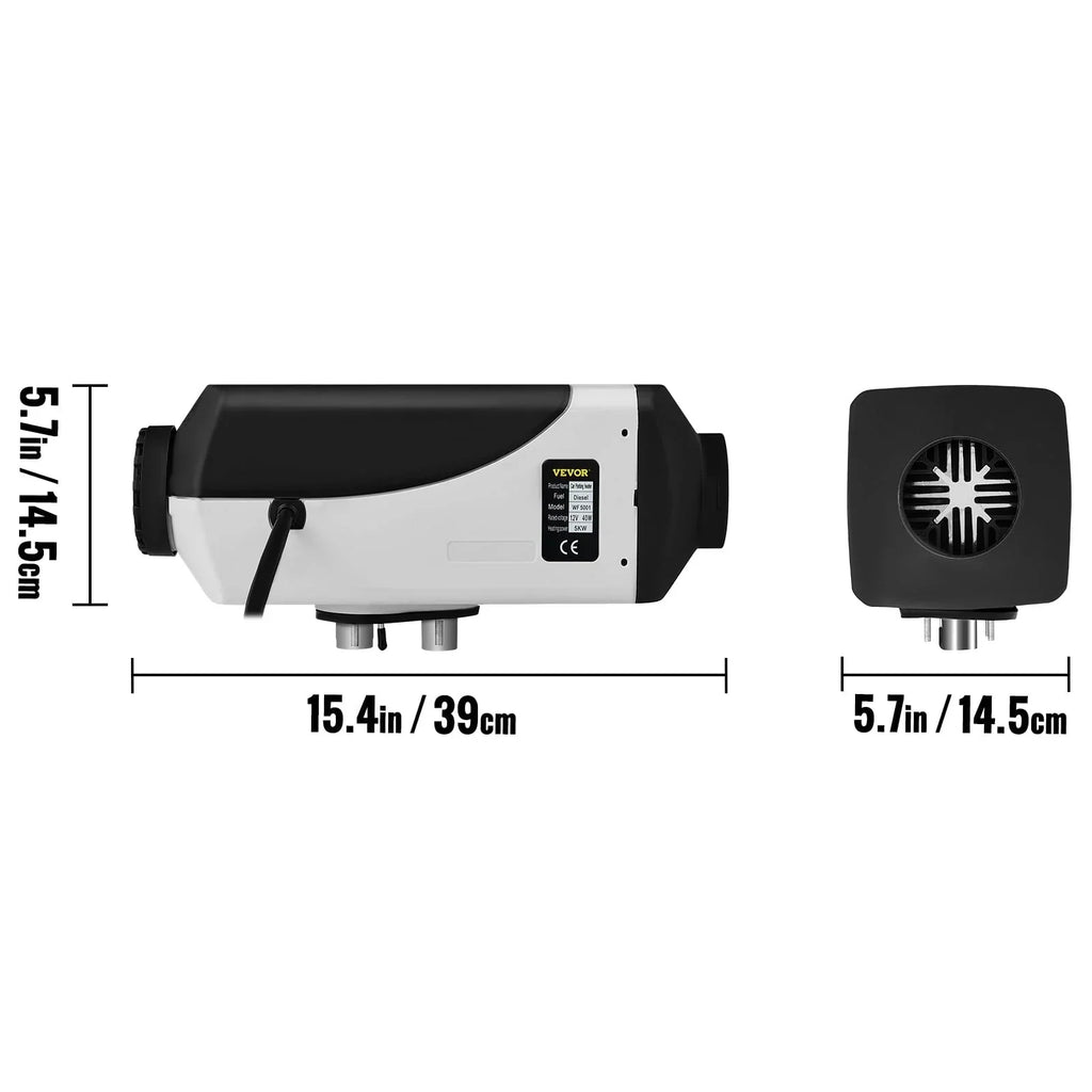 2026 NewVEVORbrand 5KW Diesel Air Heater 10L Tank Diesel Heater 12V Diesel Parking Heater Muffler with LCD Thermostat and Remote Control for RV Bus Trailer Motor-home and Boats