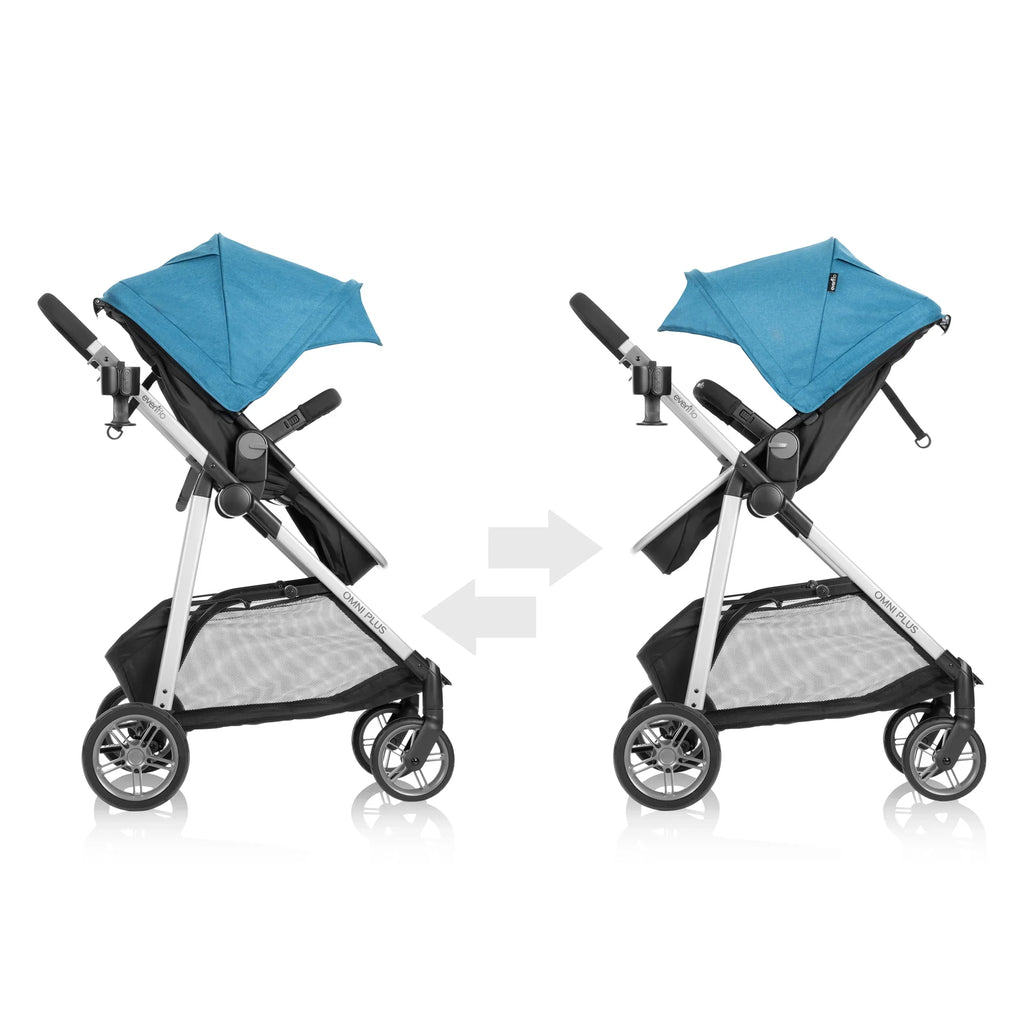 2026 NewEvenflo Omni Plus Modular Travel System with LiteMax Sport Infant Car Seat, Mylar Gray, Unisex