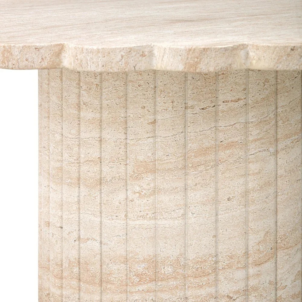 2026 NewTOV Furniture Blossom Washed Travertine Finish Indoor/Outdoor Coffee Table