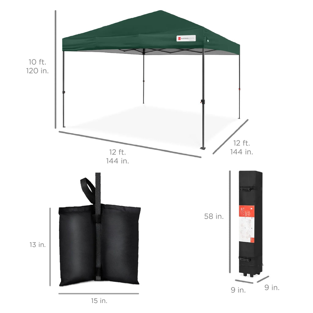 2026 NewBest Choice Products 12x12ft Easy Setup Pop Up Canopy w/ 1-Button Setup, Wheeled Case, 4 Weight Bags - Navy Blue