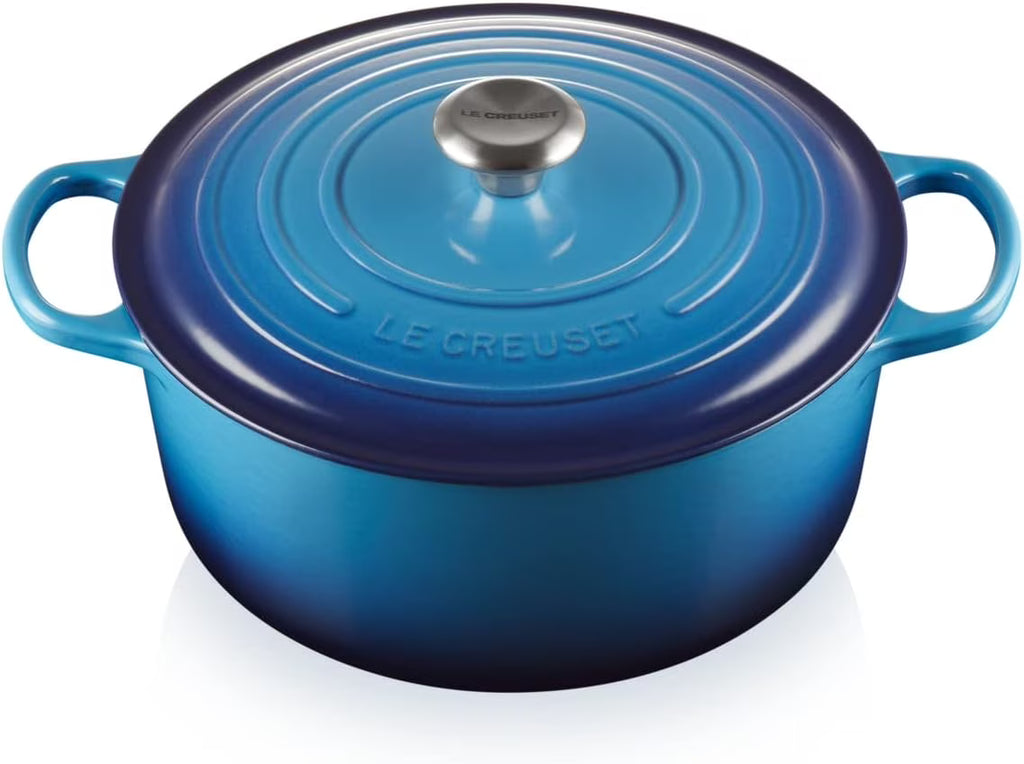 2026 NewLe Creuset Signature Enamelled Cast Iron 28cm Round Casserole Dish With Lid, Blue