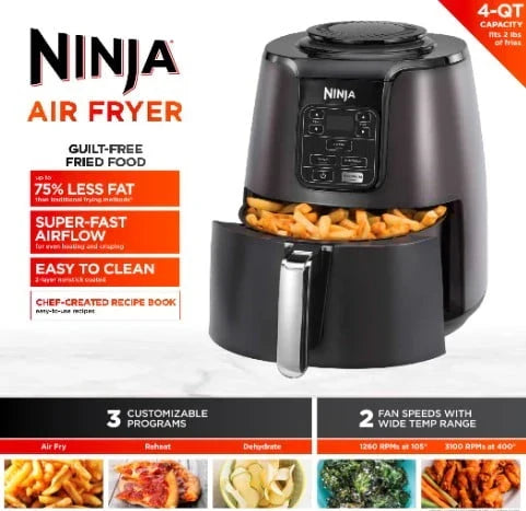 2026 NewNinja 4QT Air Fryer, Black, AF100WM