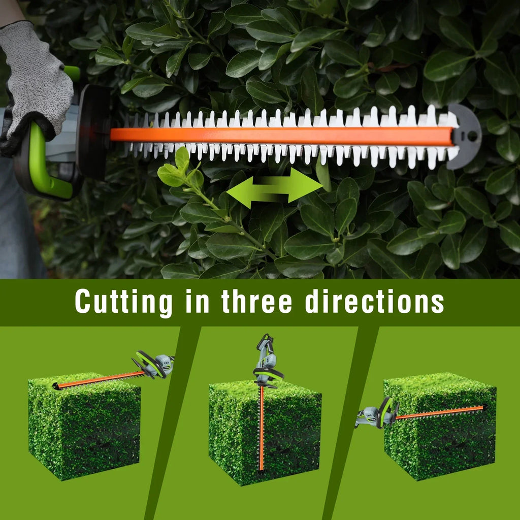 2026 NewWORKPRO 20V Cordless Hedge Trimmer, 20" Dual Action Blades Electric Hedge Trimmer, with Battery and Charger