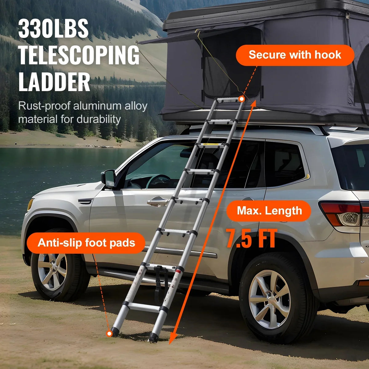2026 NewKFFKFF Hard Shell Rooftop Tent, Naturnest Model for 2-3 People, Includes Thick Mattress and Telescopic Ladder, Waterproof and Windproof, Suitable for Jeep, SUV, Van, and Pickup Trucks