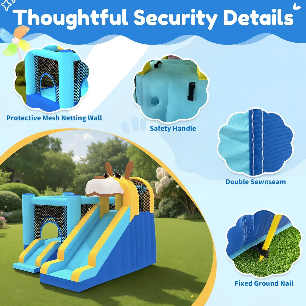 2026 NewMukidy 114''x 114'' x 92.5'' Inflatable Bounce Houses for Kids 3-10 with Blower Double Slide and Ball Pit/Indoor Bouncy House, PVC, Child, Teen, Toddler"Blue