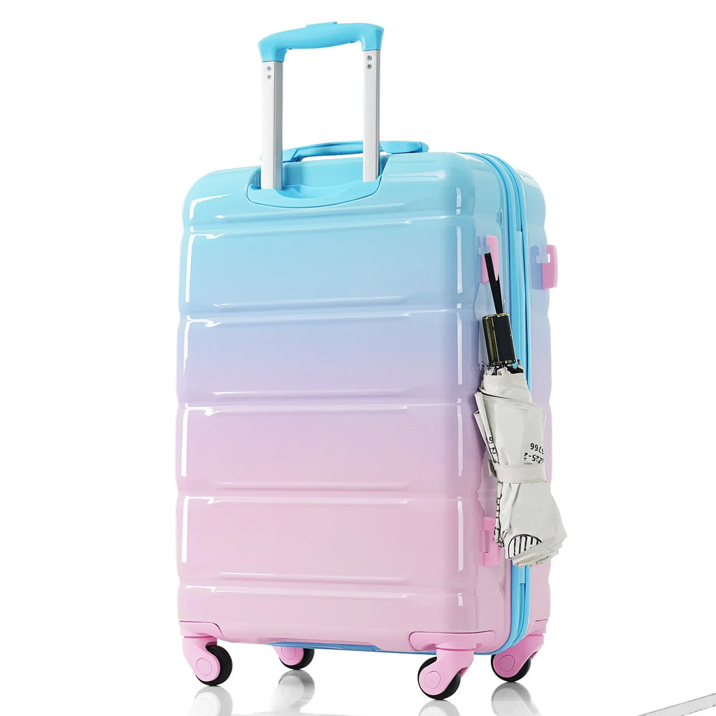 2026 NewPAPROOS 3-Piece Luggage Set (20''/24''/28''), Hardshell Lightweight Suitcase with USB Port and Side Hooks, Travel Luggage with TSA-Lock, Hardside Rolling Luggage for School, Travel, Pink