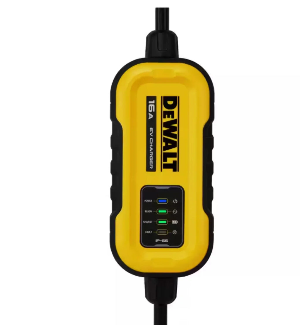 2026 NewDEWALT Level-2 Portable Electric Vehicle EV Charger up to 16 Amps, 120-240-Volt AC 3.8 KW, 25 Ft. Cable, Weatherproof