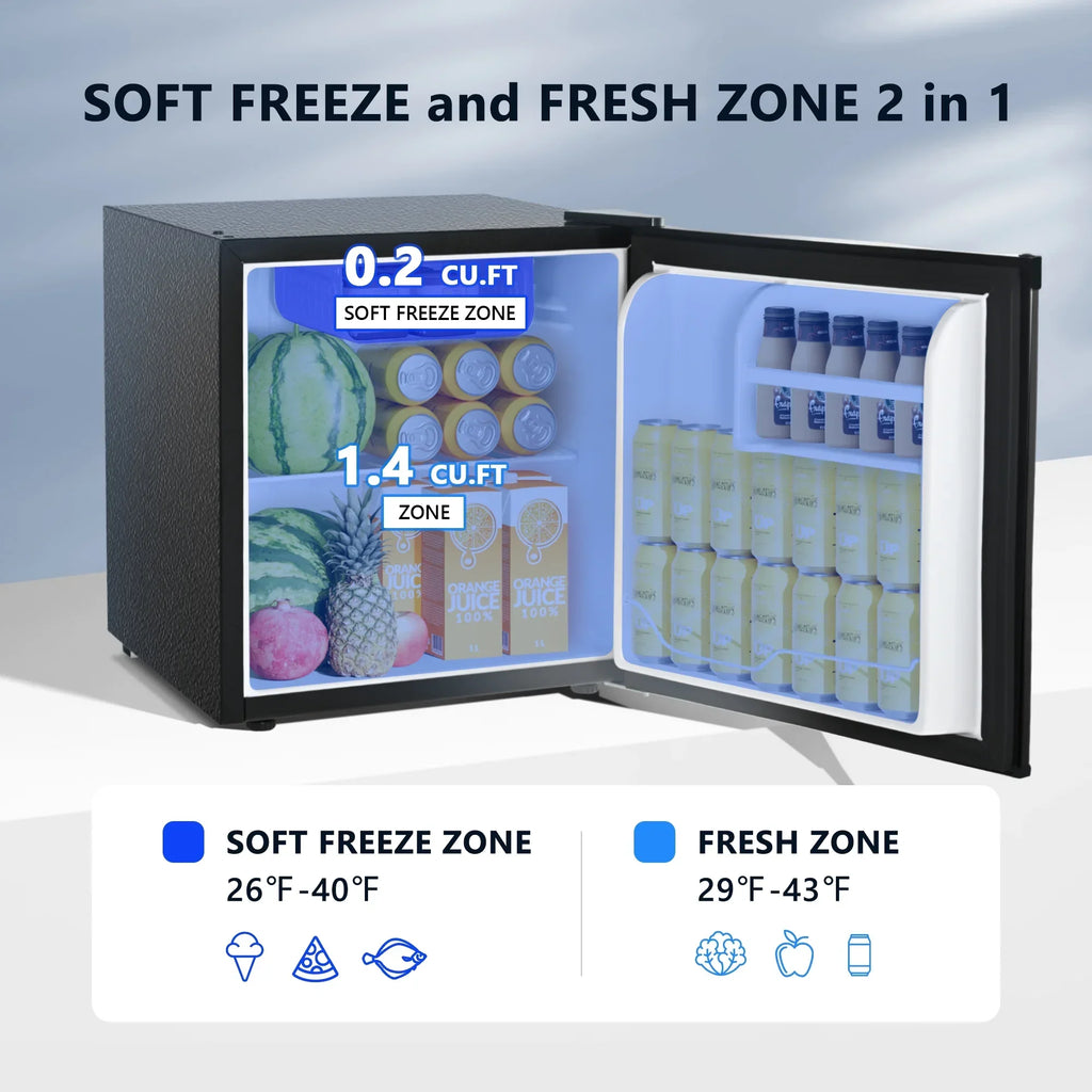 2026 NewSimzlife 1.6 Cu.ft Mini Fridge with Freezer, Single Door Mini Refrigerator, Black
