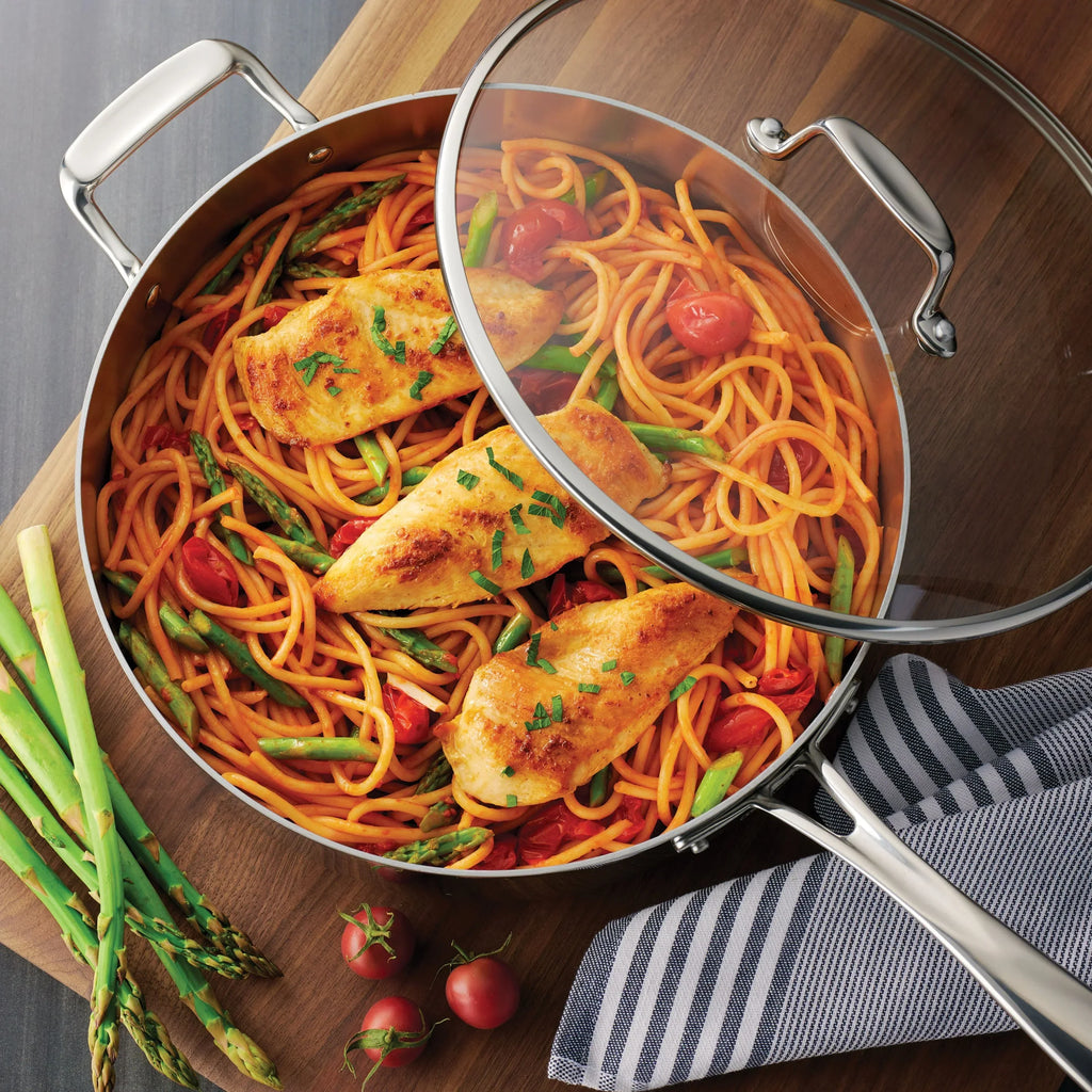 2026 NewTramontina 14-Piece Tri-Ply Clad Stainless Steel Cookware Set, with Glass Lids