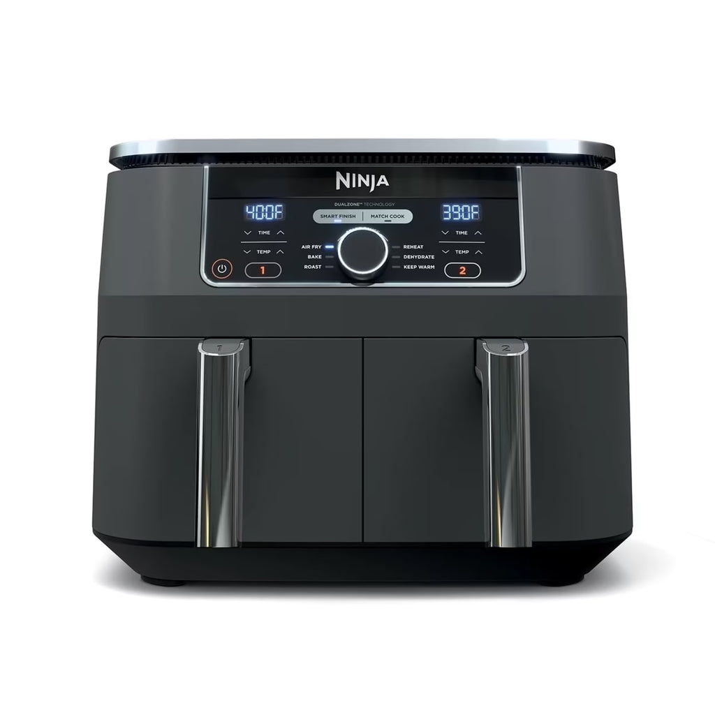 2026 NewNinja Foodi 8 qt 2-Basket Air Fryer, Black - DualZone Technology, Smart Finish