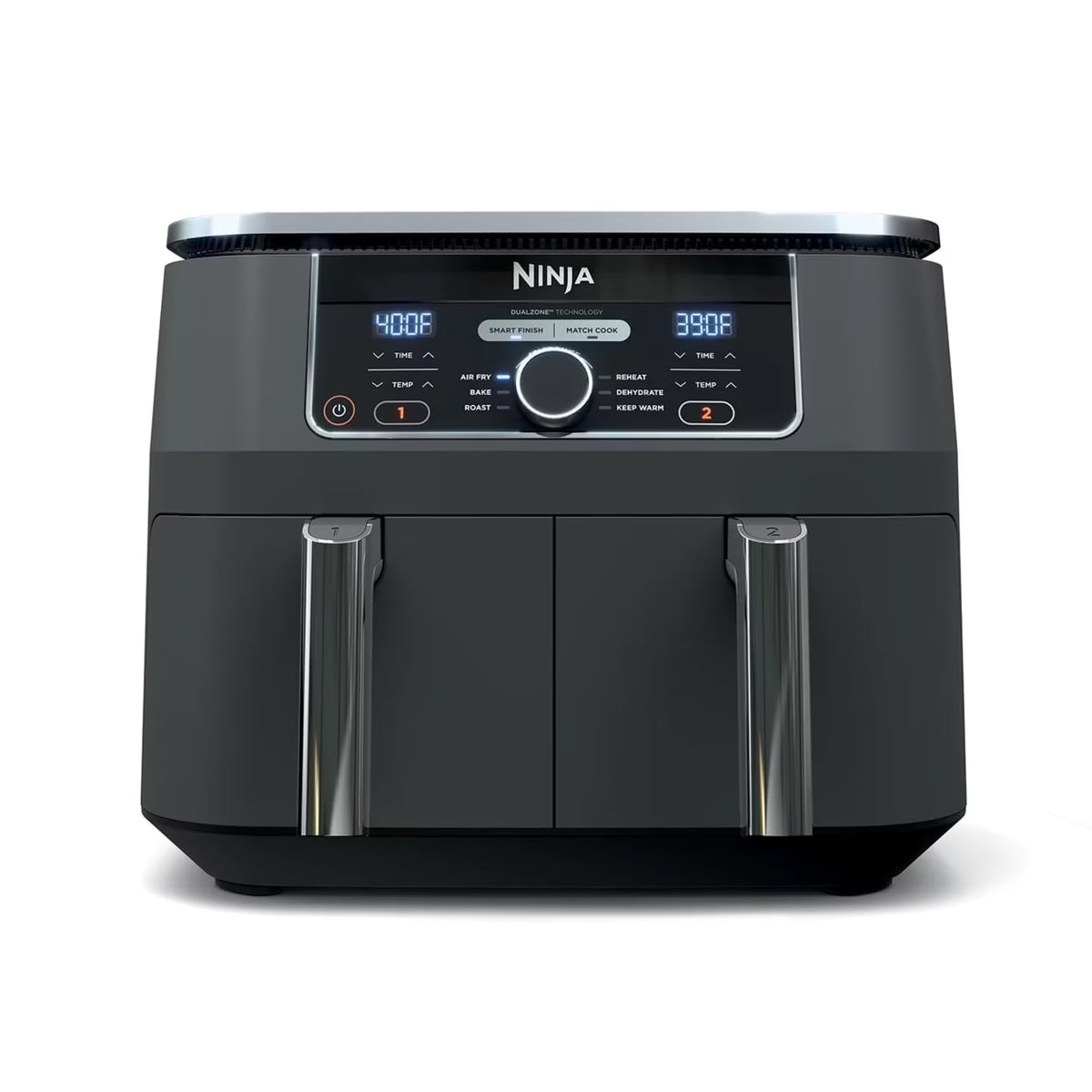2026 NewNinja Foodi 8 qt 2-Basket Air Fryer, Black - DualZone Technology, Smart Finish
