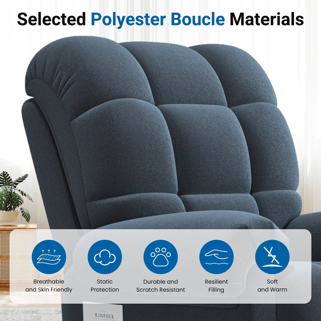 2026 NewPower Recliner Chair,Electric Recline Sofa Chair for Adults with USB Port,Comfy Teddy Fleece Adjustable Cloud Sofa,Tool-Free Setup,Beige White