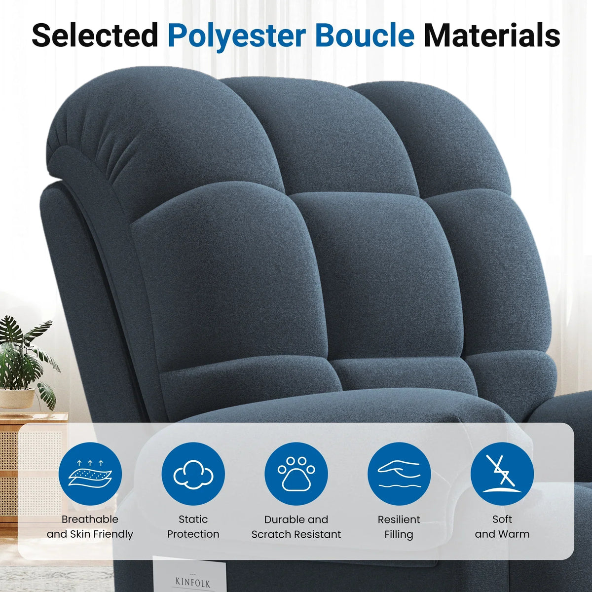 2026 NewPower Recliner Chair,Electric Recline Sofa Chair for Adults with USB Port,Comfy Teddy Fleece Adjustable Cloud Sofa,Tool-Free Setup,Beige White