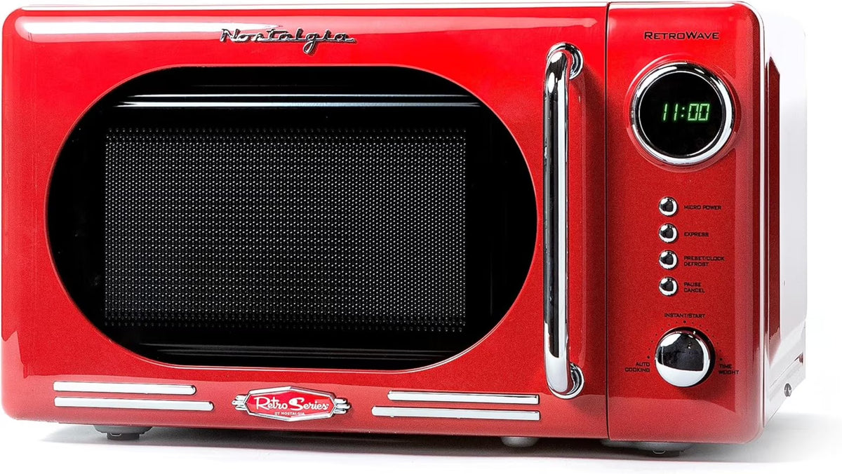 2026 NewNostalgia Retro Microwave for Countertop 0.7 cu ft Vintage Microwave, Pink