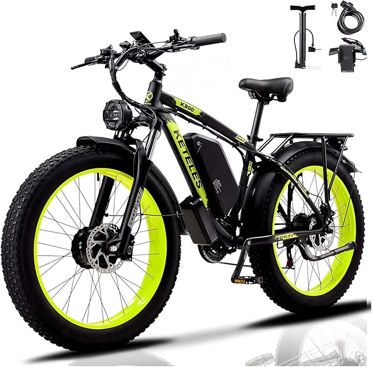 2026 NewKETELES Electric Bike for Adults, Peak 4000W Dual Motor Ebike"26" Fat Tire Electric Mountain bike, 48V 23AH Removable Battery UL 2849.