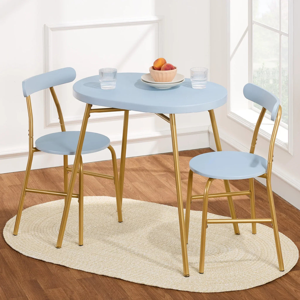 2026 NewBest Choice Products 3-Piece Modern Oval Dining Table Set, Small Kitchen Dinette w/ 2 Chairs - Black/Black