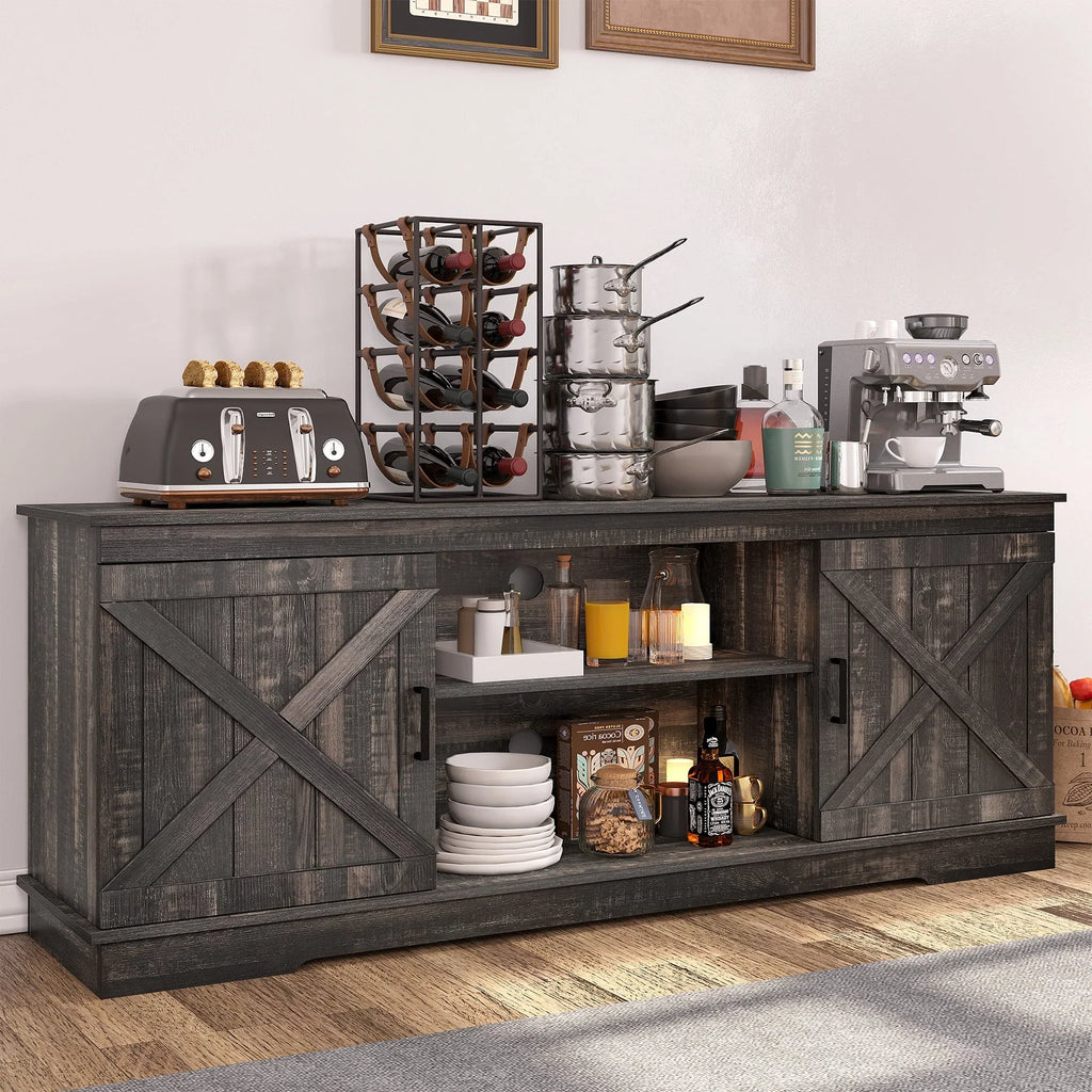 2026 NewDextrus Farmhouse TV Stand for 65 inch TV, Entertainment Center for Living Room, TV Media Console Cabinet, Grey Wash