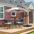 2026 NewJUSTLET 10ft Heavy Duty Patio Hanging Offset Cantilever Patio Umbrella W/ 4-Piece Base Included Included, Beige