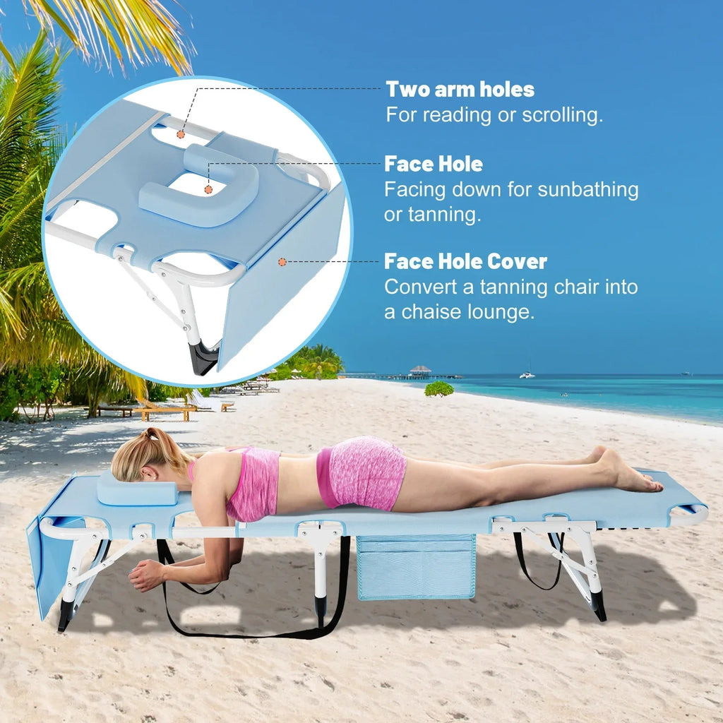 2026 NewMOPHOTO Lounge Chair with Mattress, Outdoor Chaise Lounge Support 440 Lbs, Adjustable Portable Heavy Duty Sleeping Cots Bed for Camping, Pool, Beach, Patio
