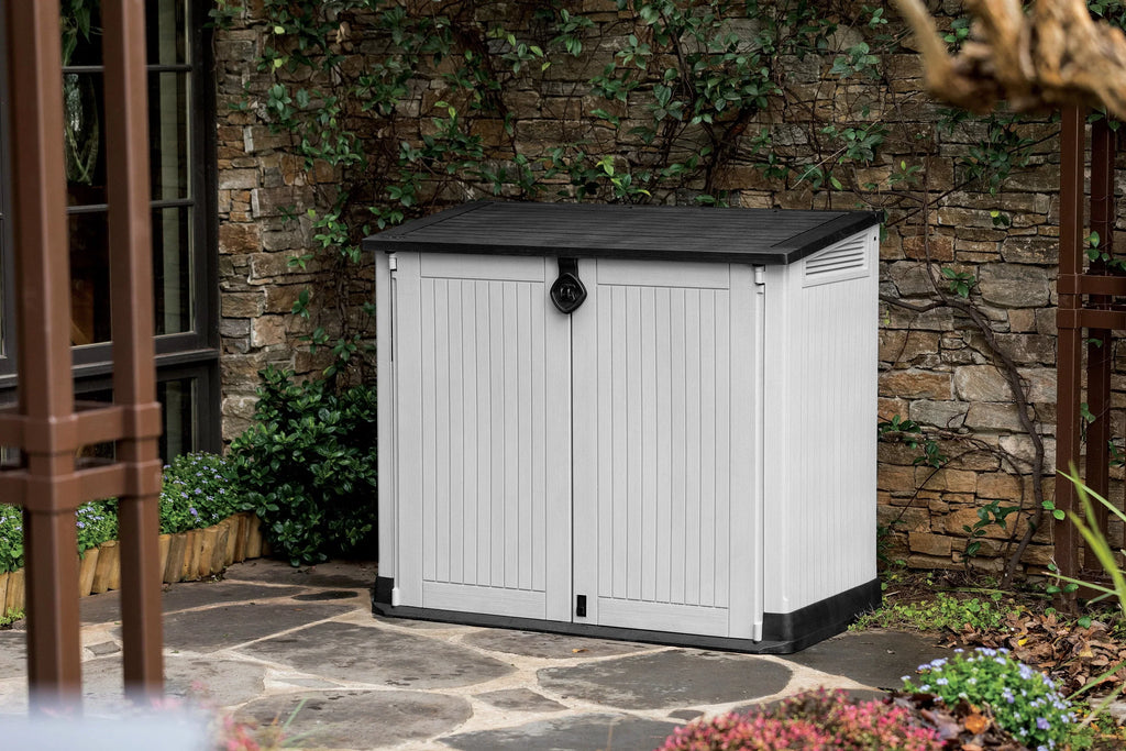2026 NewKeter S.I.O Midi 4.3' x 2.3' x 3.7' Horizontal Resin Outdoor Storage Shed with Durable Floor, Grey